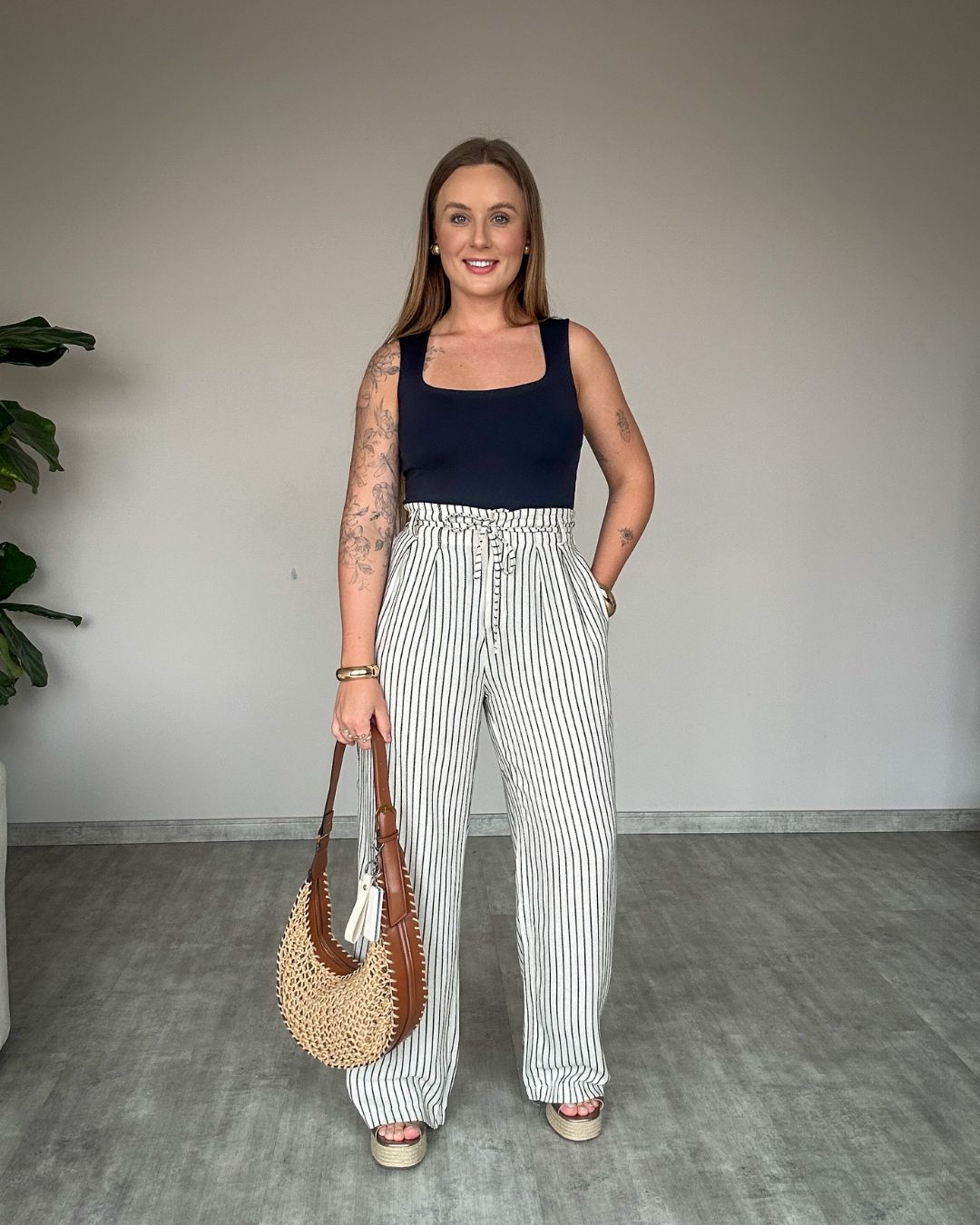 Calça de Linho Listrada