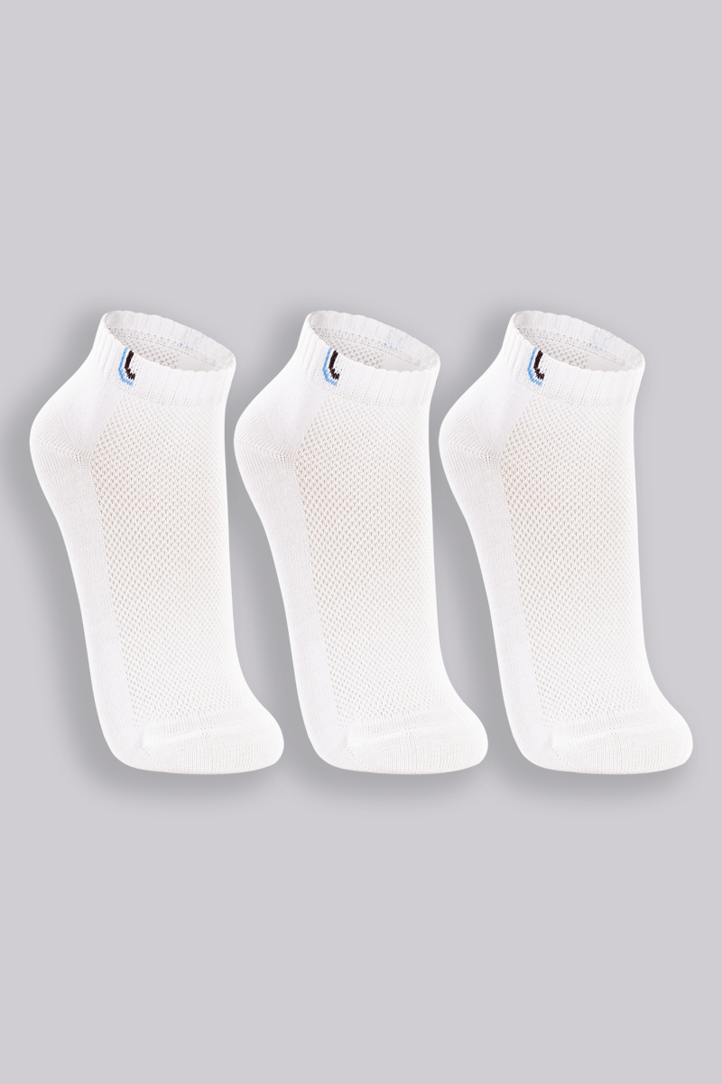 Kit Com 3 Pares de Meia Curta Brancas
