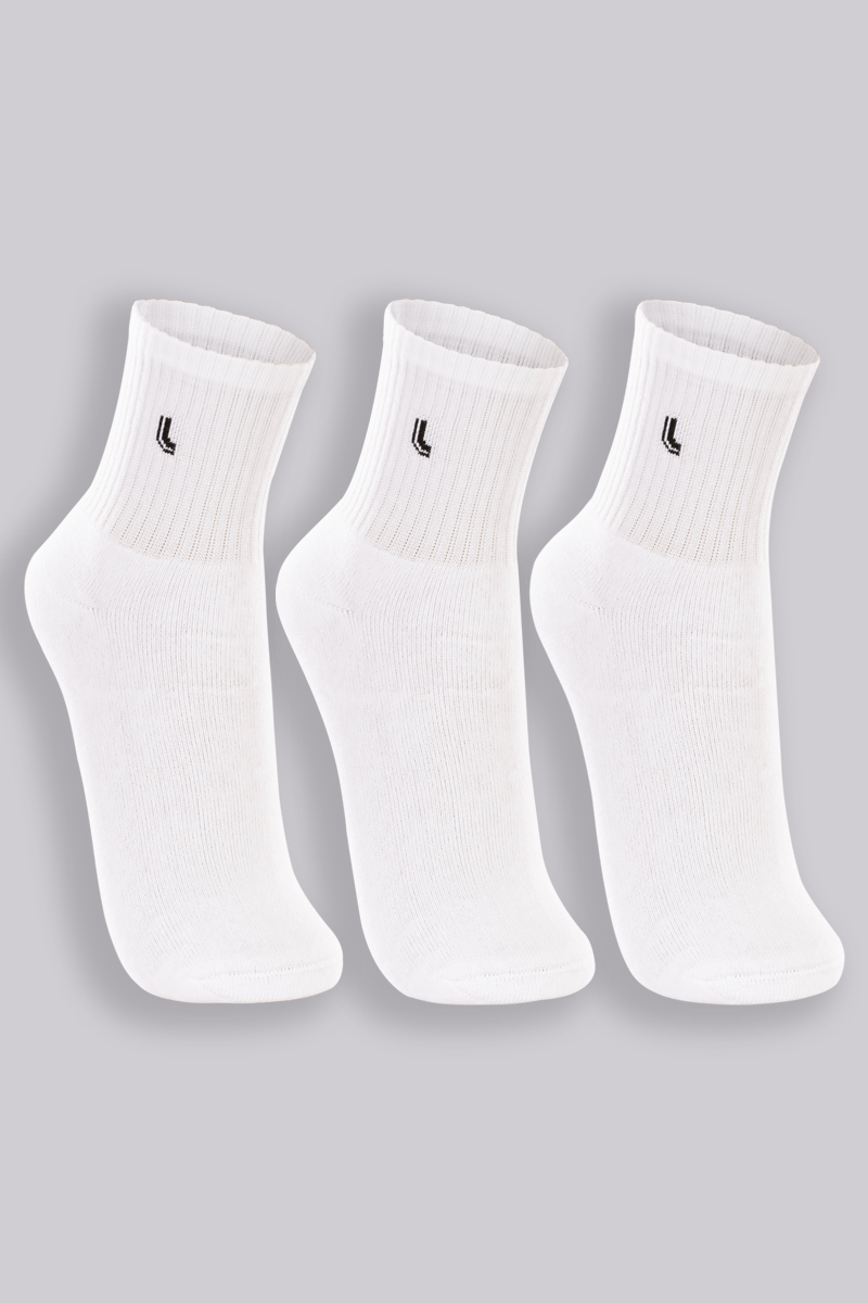 Kit Com 3 Pares de Meia Brancas Cano Médio
