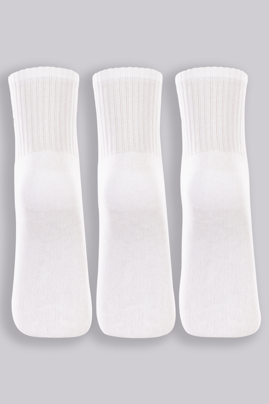 Kit Com 3 Pares de Meia Brancas Cano Médio