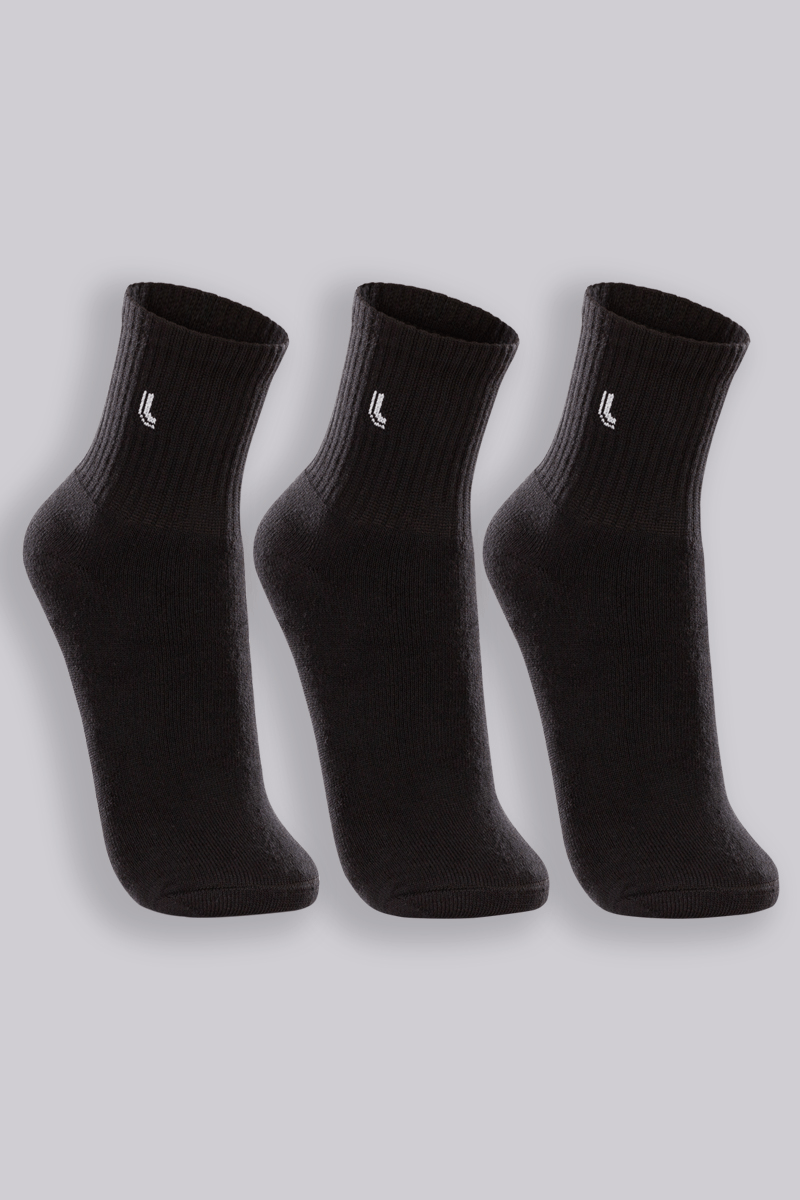 Kit Com 3 Pares de Meia Pretas Cano Médio