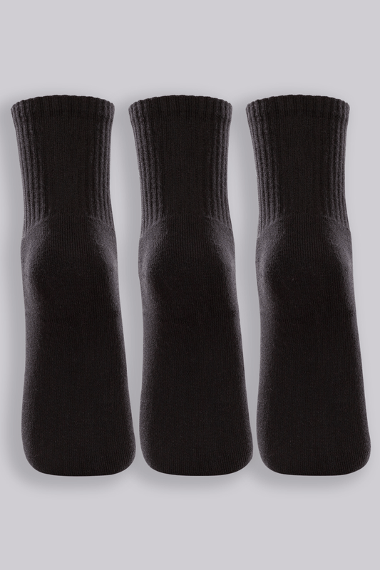 Kit Com 3 Pares de Meia Pretas Cano Médio