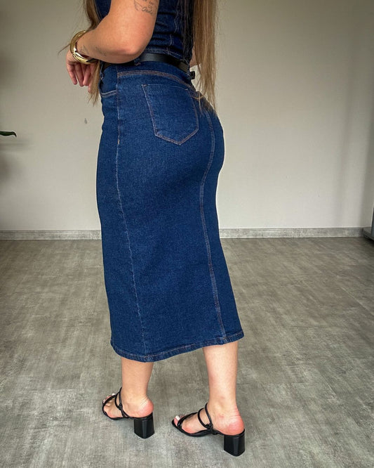 Saia Midi Lavagem Escura