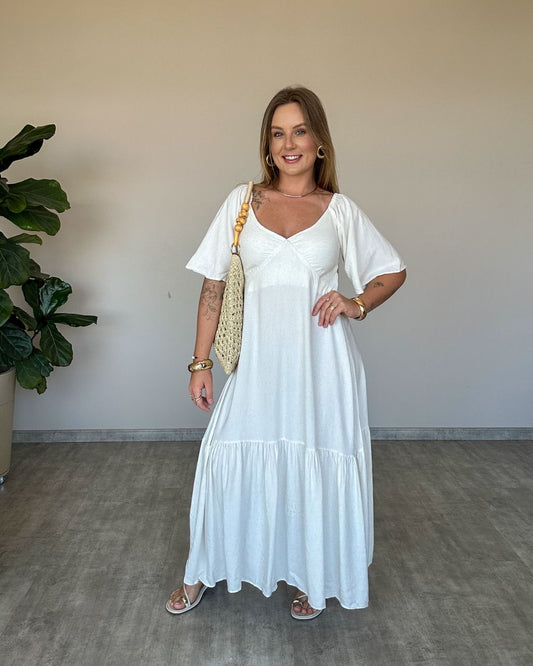 Vestido Midi com Decote em V