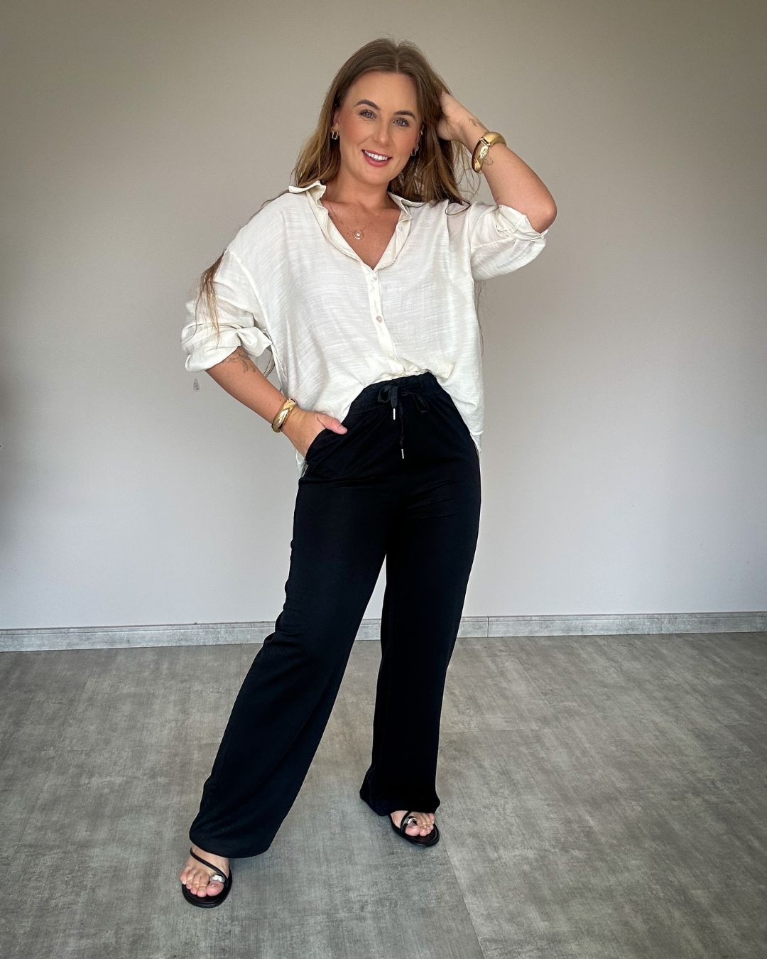 Calça Canelada Wide Leg