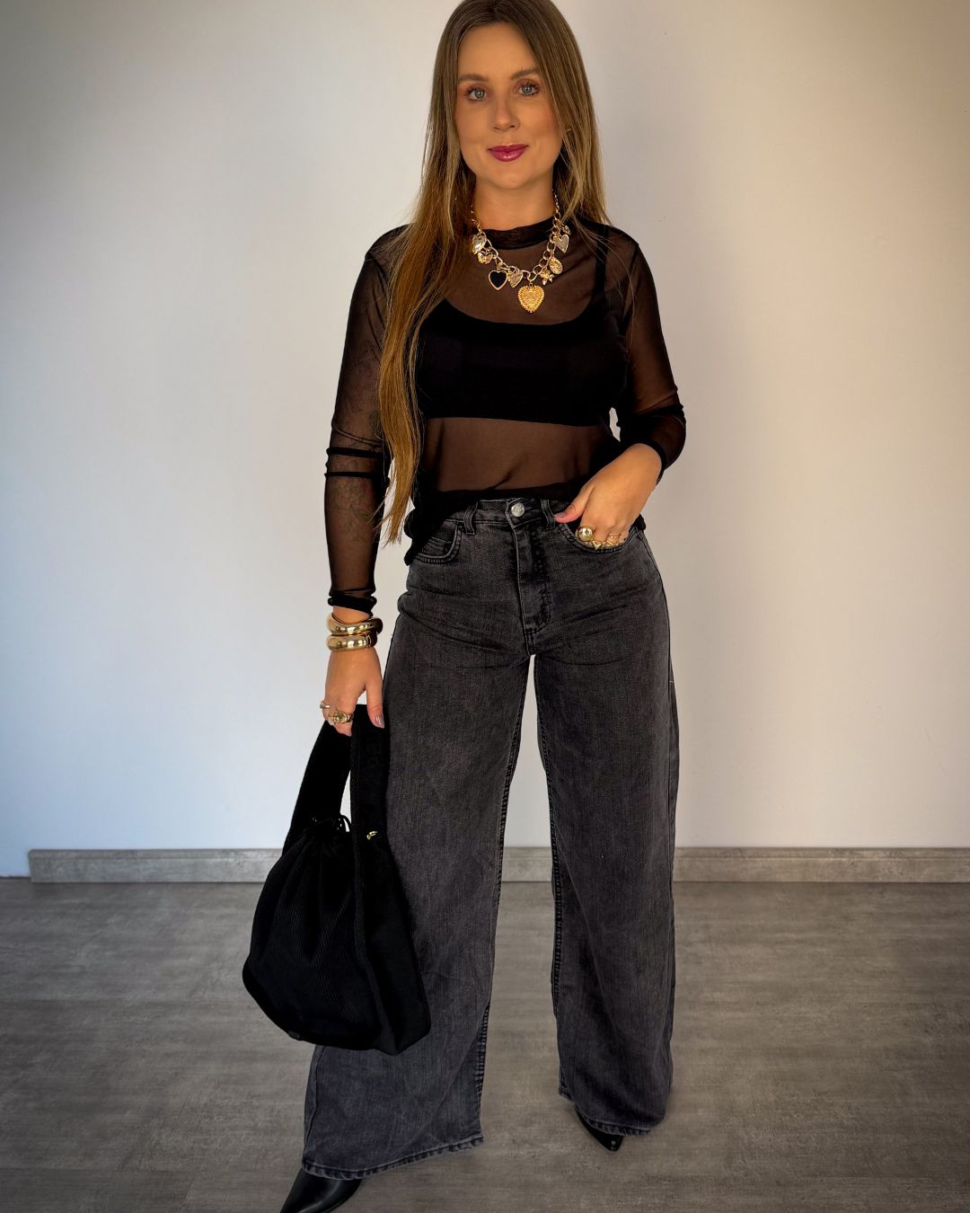 Calça Jeans Wide Leg Estonada 100% Algodão