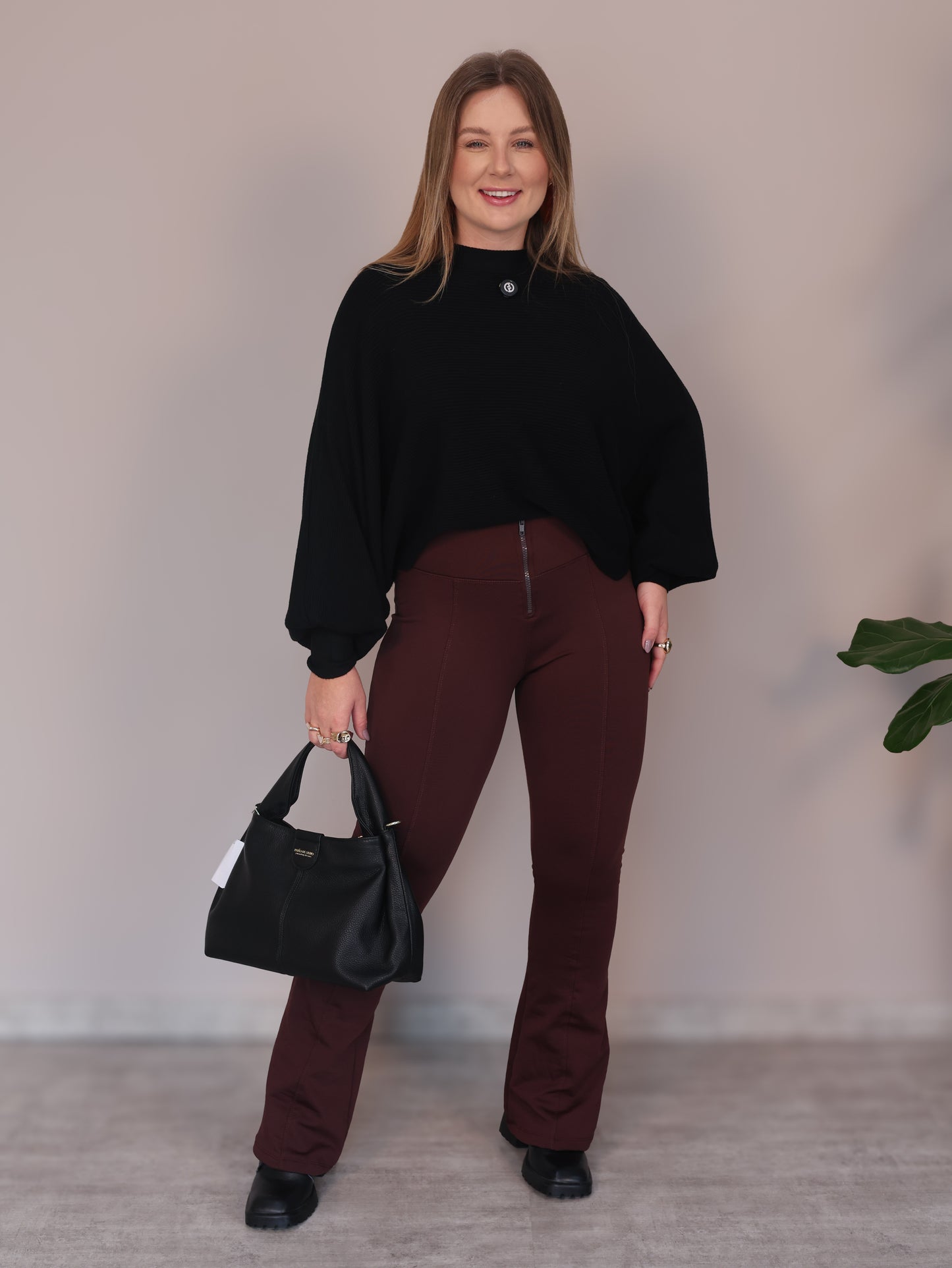 Legging Flare Térmica com Zíper Frontal de enfeite