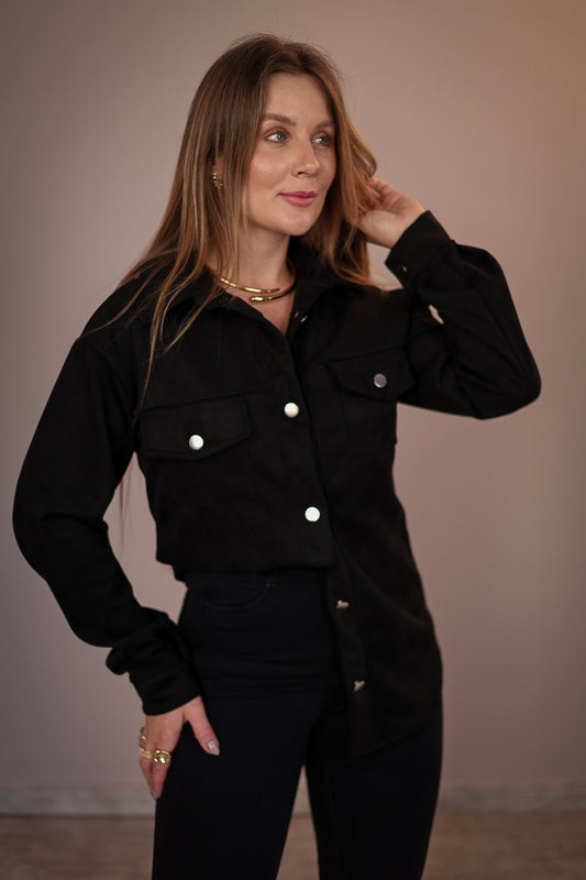 Camisa Alongada em Suede
