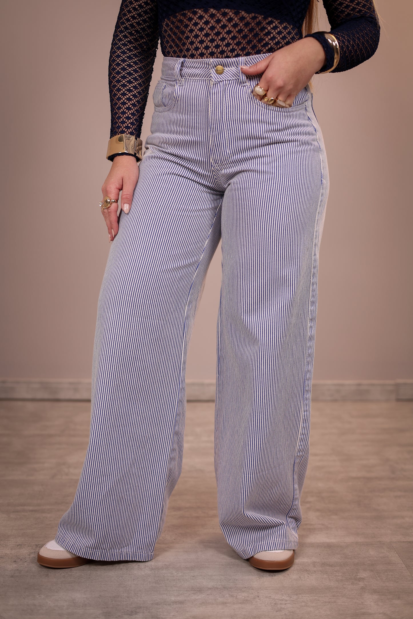 Calça Jeans Wide Leg Listrada