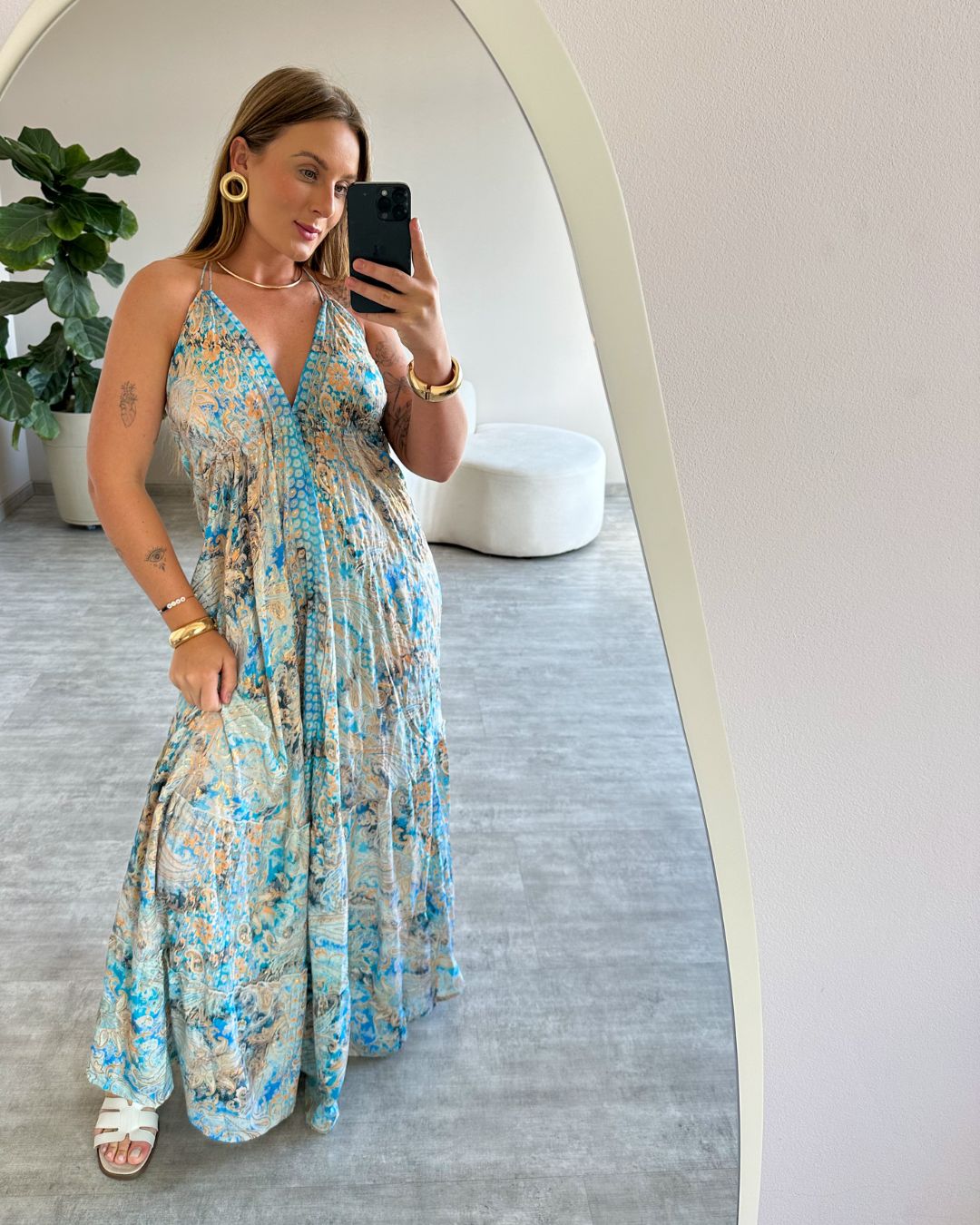 Vestido Longo Indiano Estampado