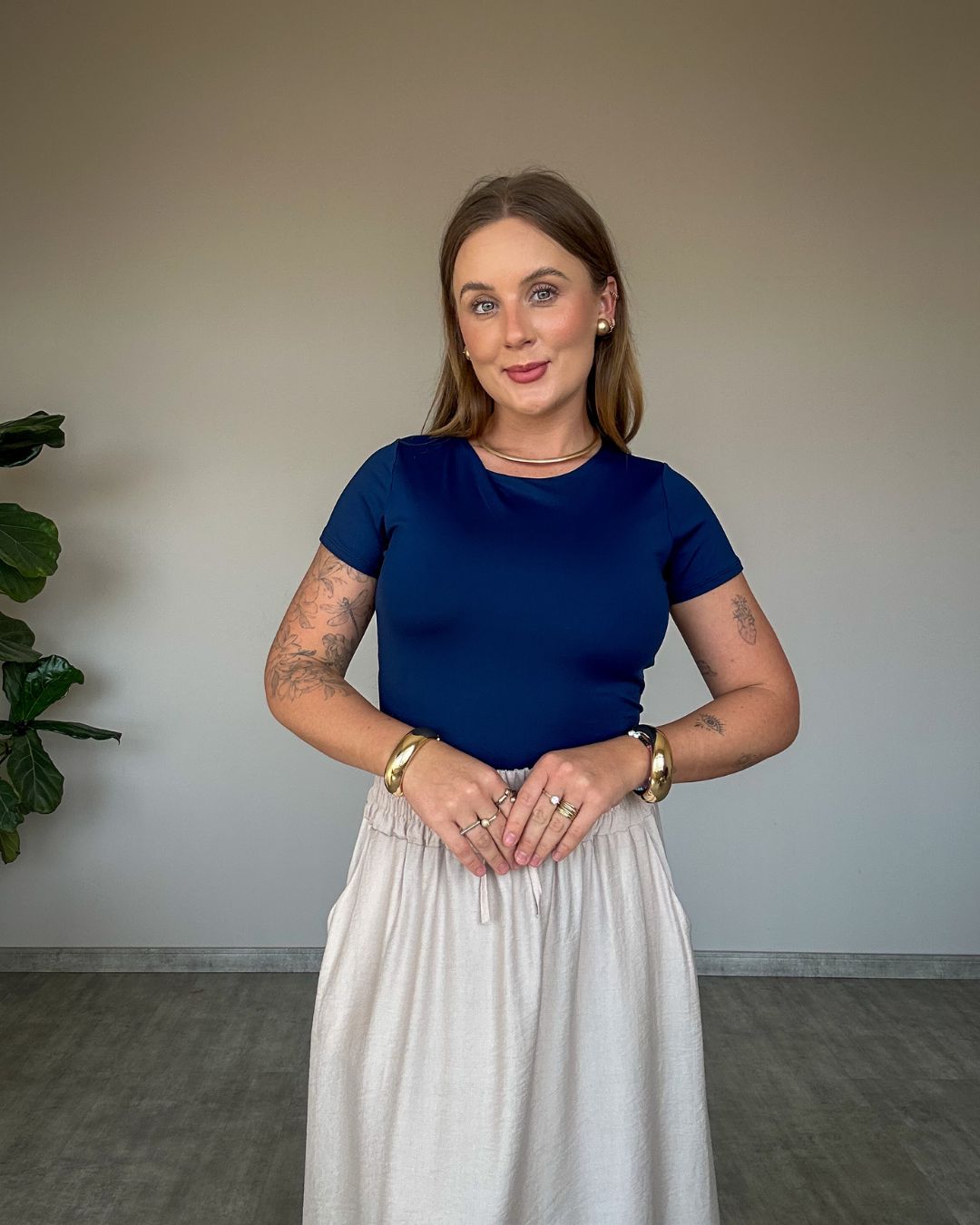 Body Manga Curta em Poliamida