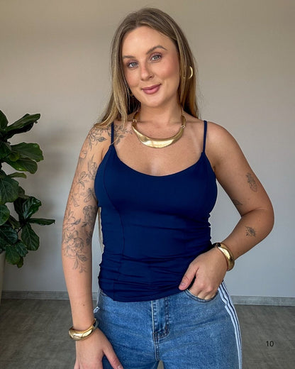 Regata de Poliamida com Alcinha Fina e Bojo