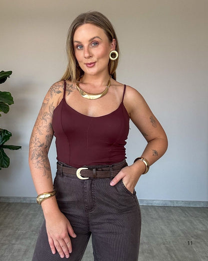 Regata de Poliamida com Alcinha Fina e Bojo