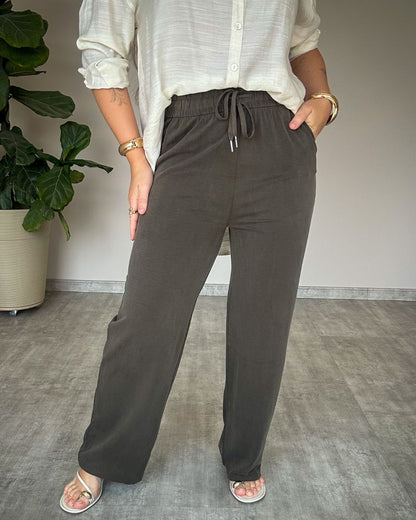 Calça Canelada Wide Leg