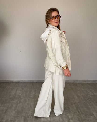 Calça Pantalona Linho com Cinto