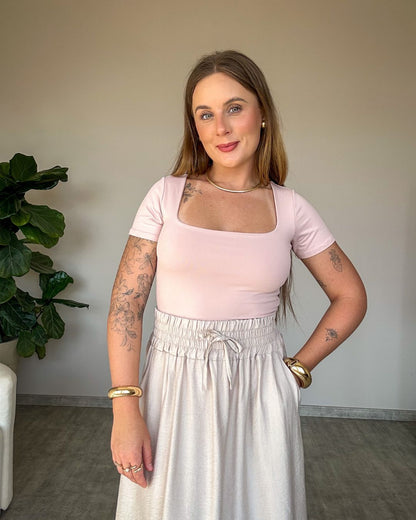 Body Manga Curta em Poliamida