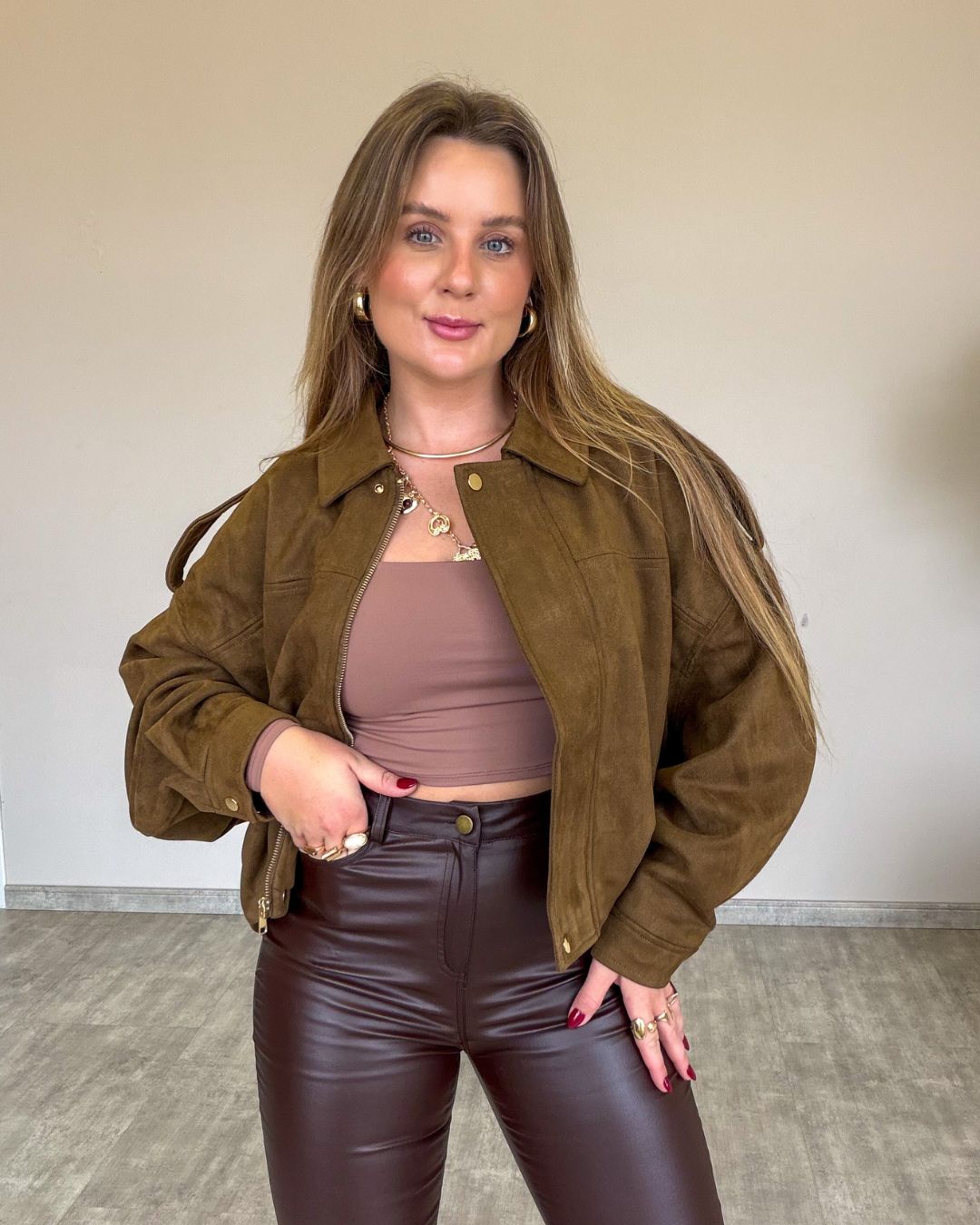 Jaqueta Oversized de Suede