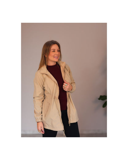 Parka Forrada com Ajuste na Cintura