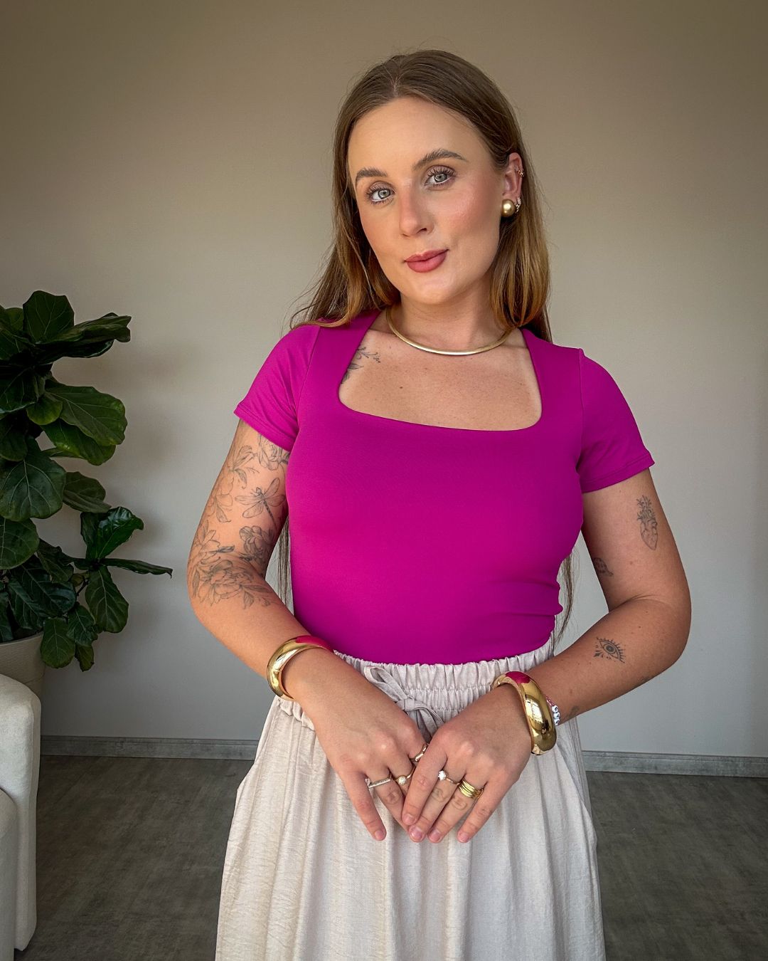 Body Manga Curta em Poliamida