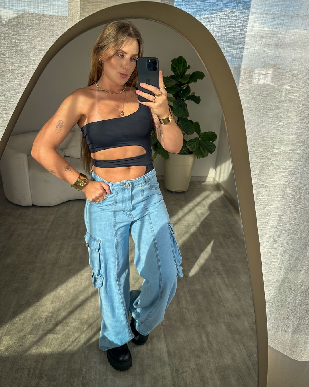 Calça Wide Leg Cargo