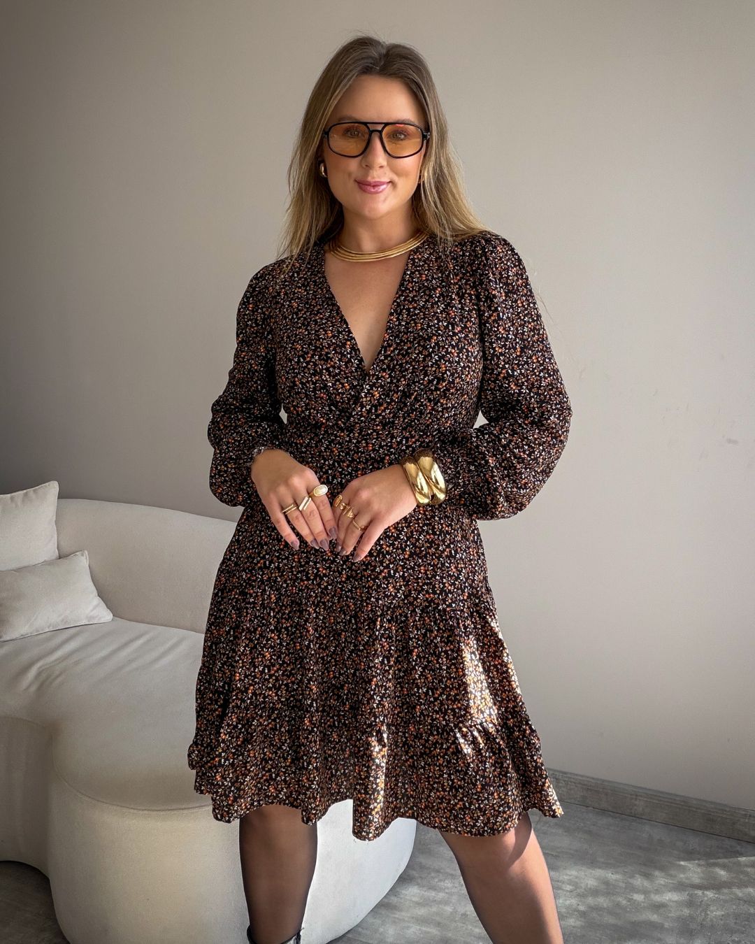 Vestido Curto Manga Longa