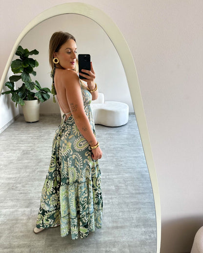 Vestido Longo Indiano Estampado