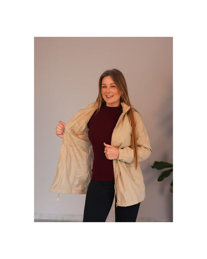 Parka Forrada com Ajuste na Cintura