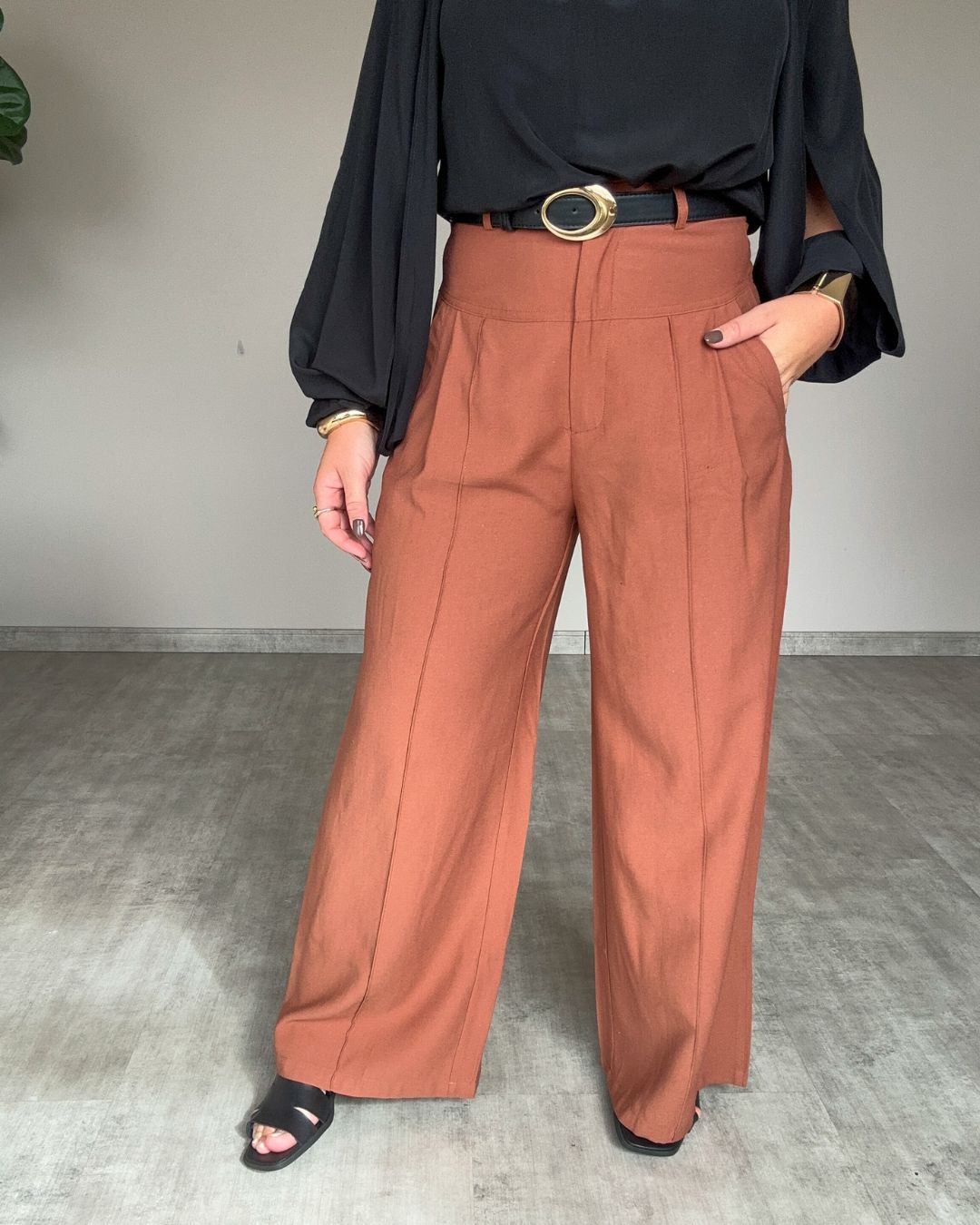 Calça de Linho Cintura Alta