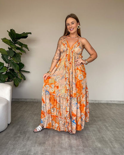 Vestido Longo Indiano Estampado