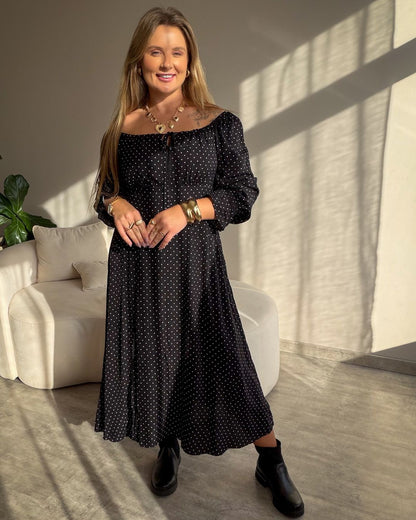 Vestido Midi Floral Ciganinha com Fenda
