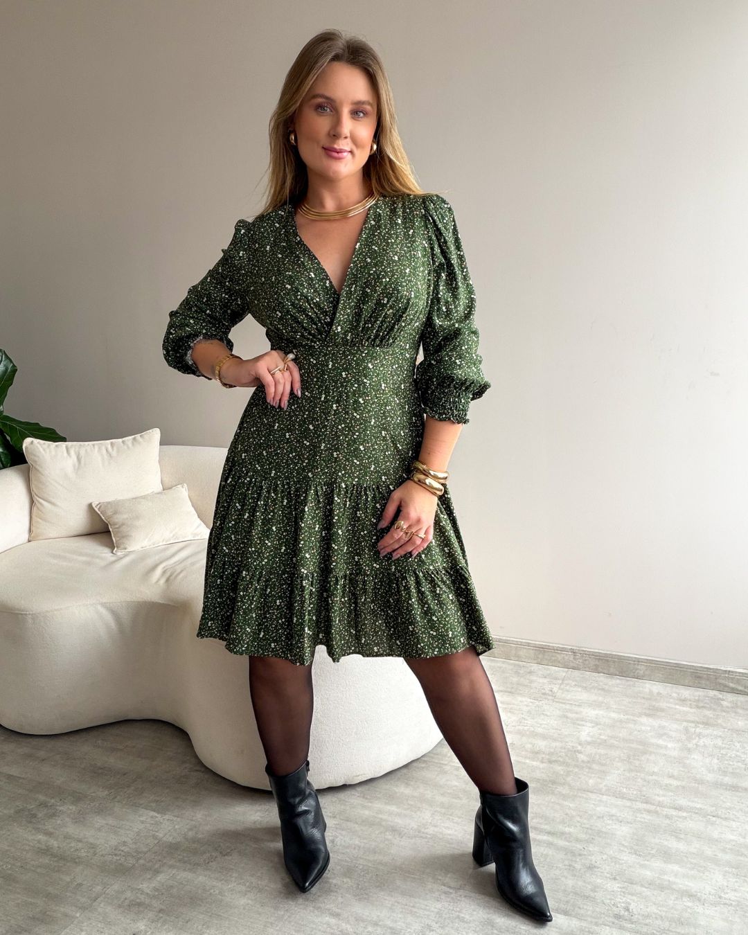 Vestido Curto Manga Longa