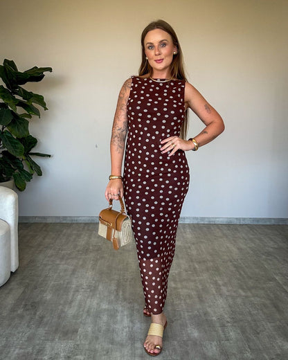 Vestido Midi de Tule Poá