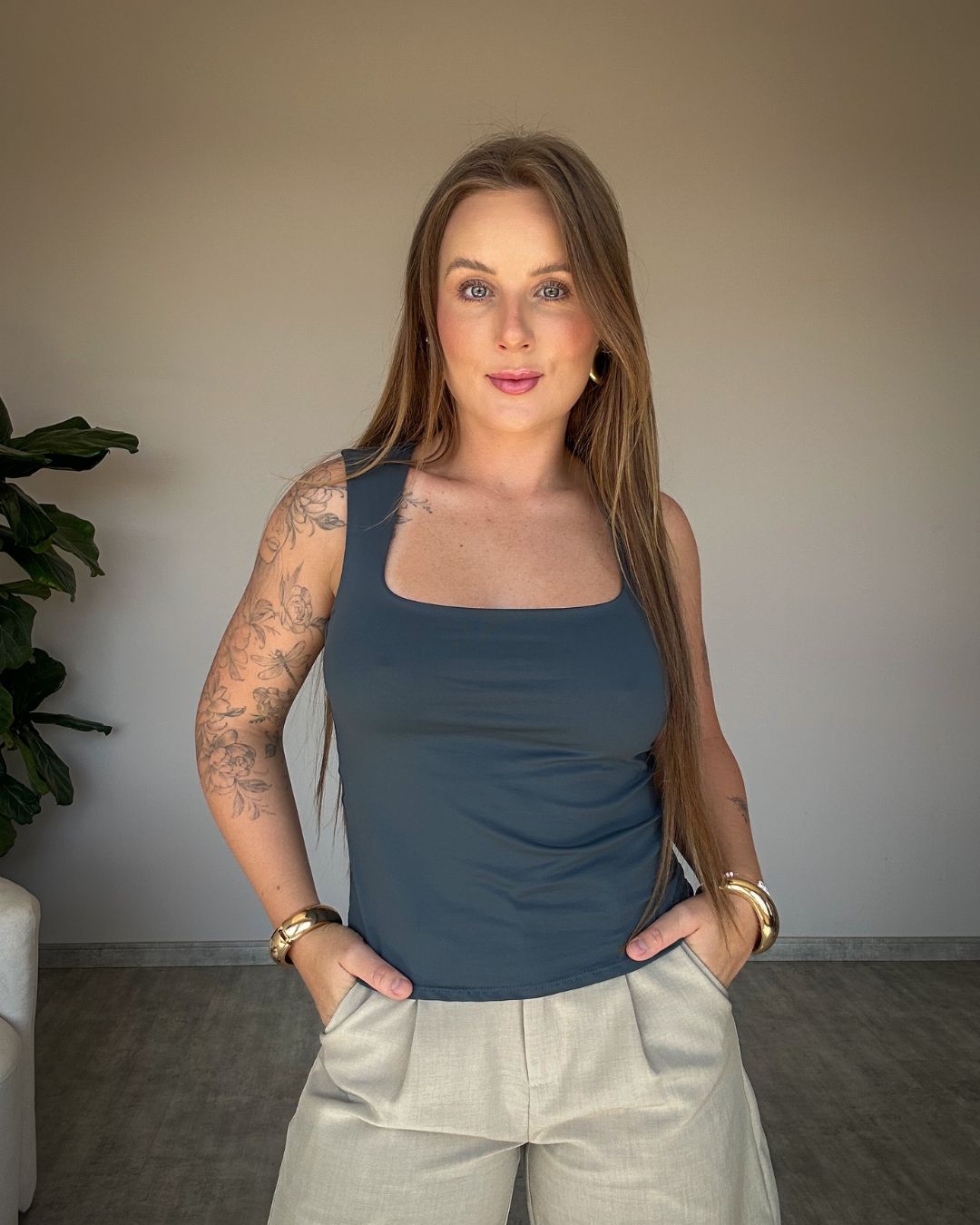 Blusa Regata em Poliamida Joaquina