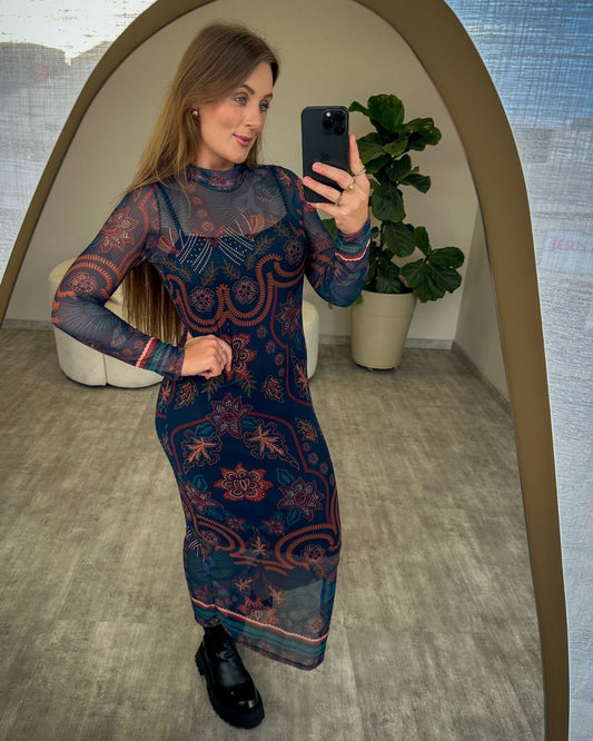 Vestido Manga Longa em Tule Isabel