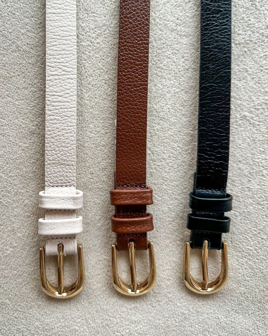 Cinto Fino Básico de Couro