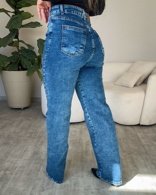 Calça Wide Leg Lavagem Escura