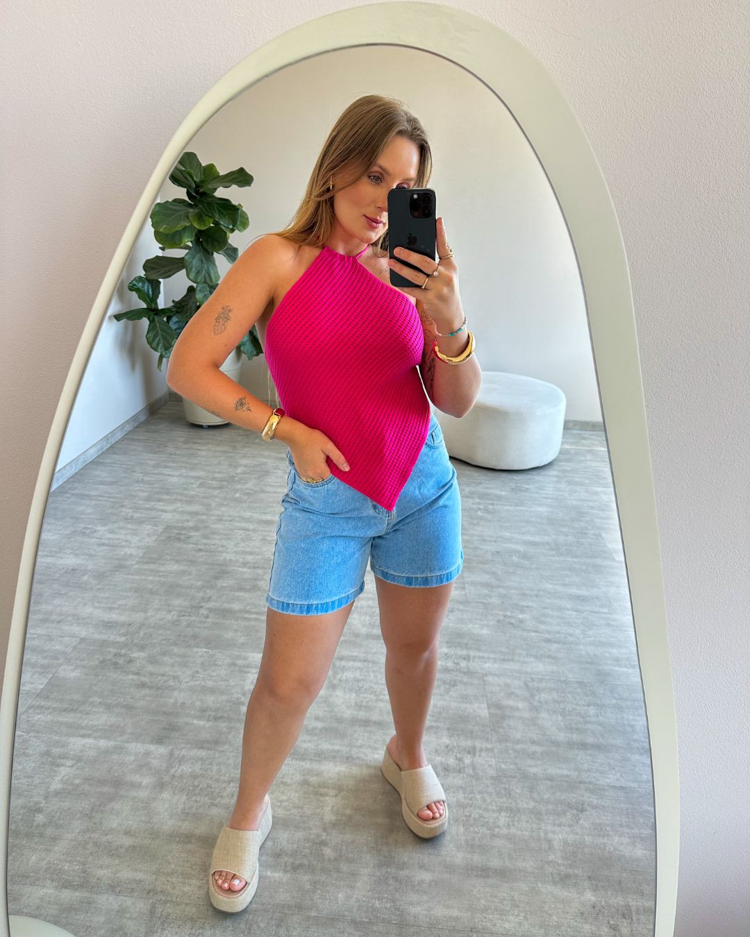 Cropped Triangular de Tricô