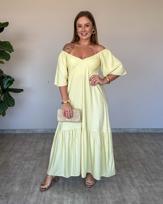 Vestido Midi com Decote em V