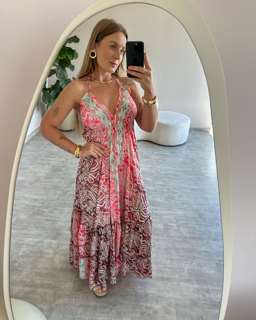 Vestido Longo Indiano Estampado