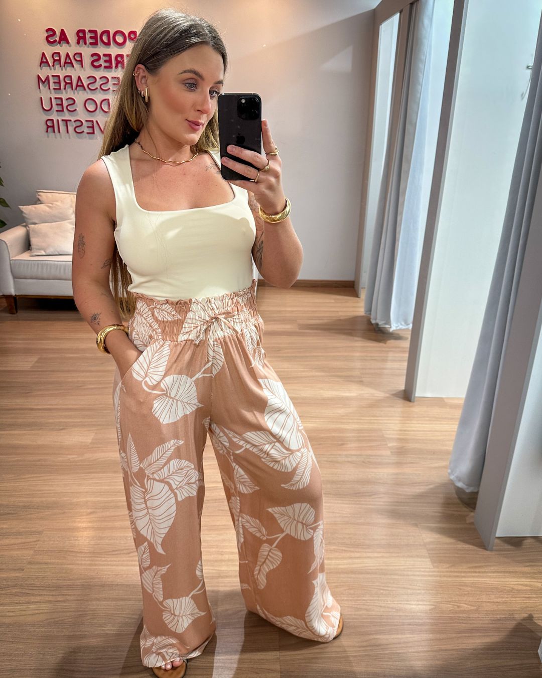 Calça Pantalona Estampada