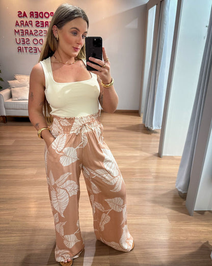Calça Pantalona Estampada