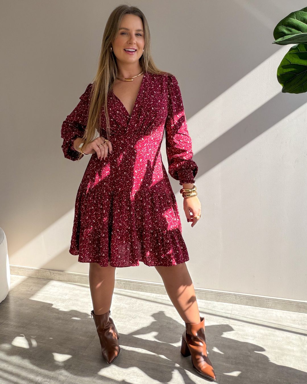 Vestido Curto Manga Longa