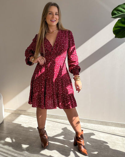 Vestido Curto Manga Longa