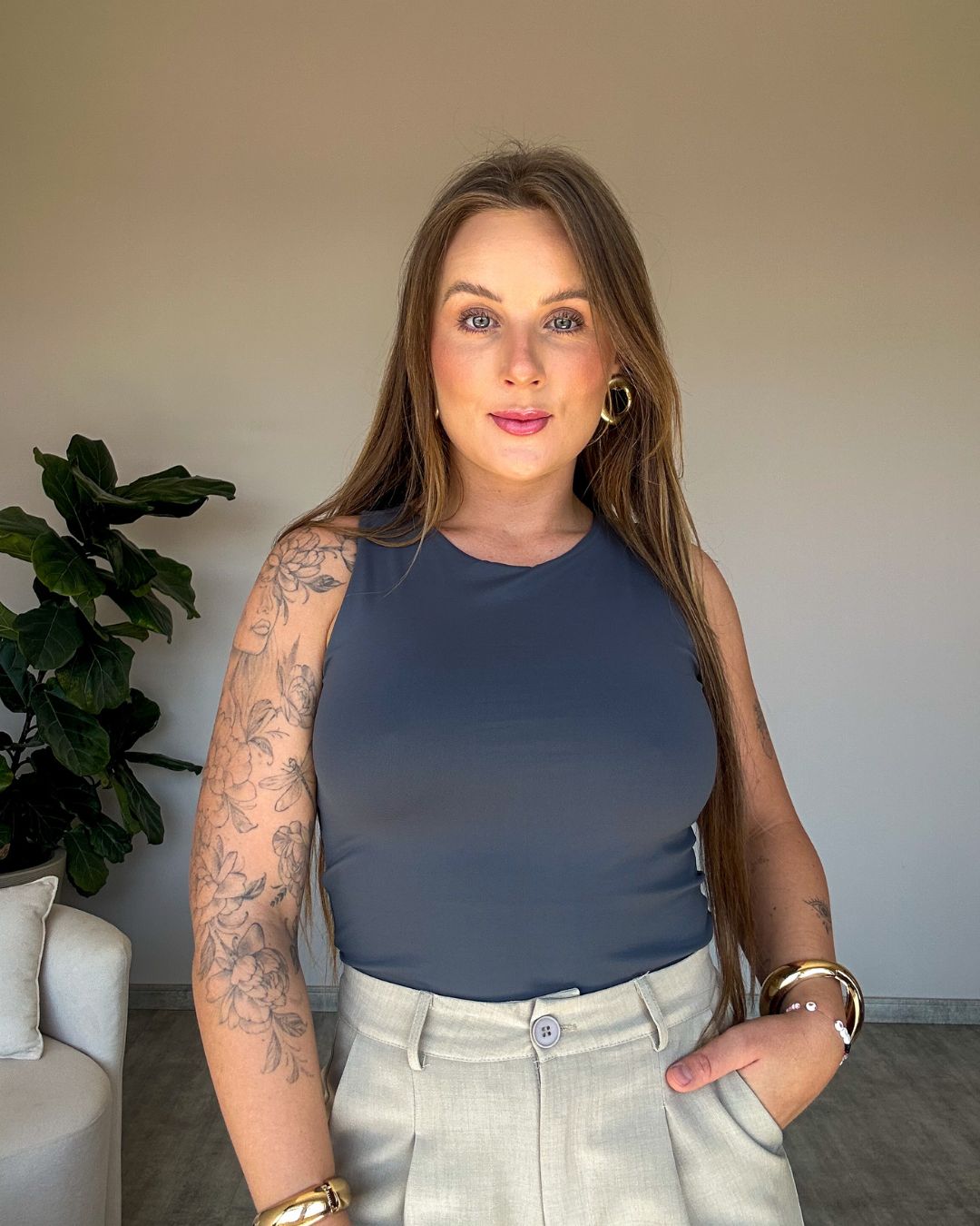 Blusa Regata em Poliamida Joaquina