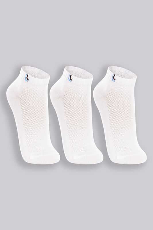 Kit Com 3 Pares de Meia Curta Brancas