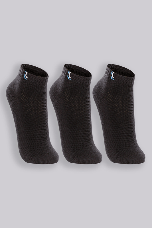 Kit Com 3 Pares de Meia Curta Pretas
