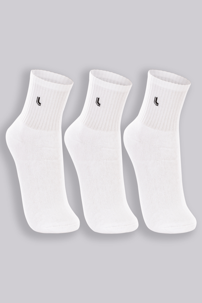 Kit Com 3 Pares de Meia Brancas Cano Médio