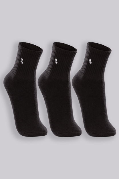 Kit Com 3 Pares de Meia Pretas Cano Médio