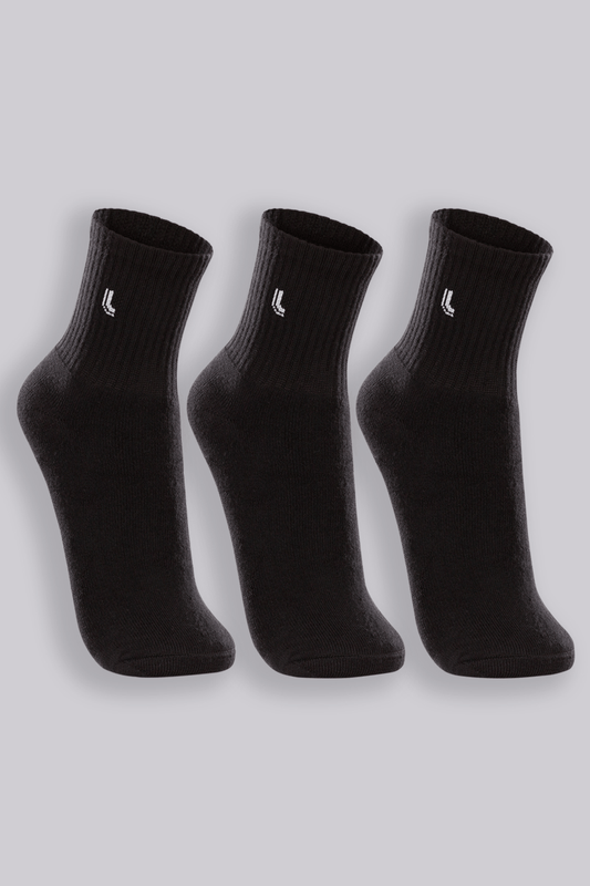 Kit Com 3 Pares de Meia Pretas Cano Médio