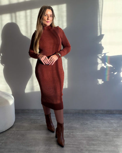 Vestido Midi de Modal Manga Longa